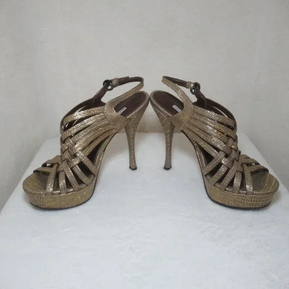 Vera Wang Lavender Label Metallic Platform Heels | 37.5 / US 7 - Picture 5 of 9